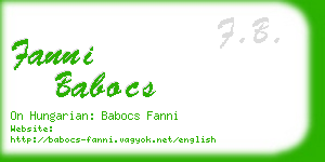 fanni babocs business card